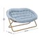 Emma and Oliver Janey Folding Double Saucer Chair with 2 Ottomans and Steel Frame for Dorm or Bedroom